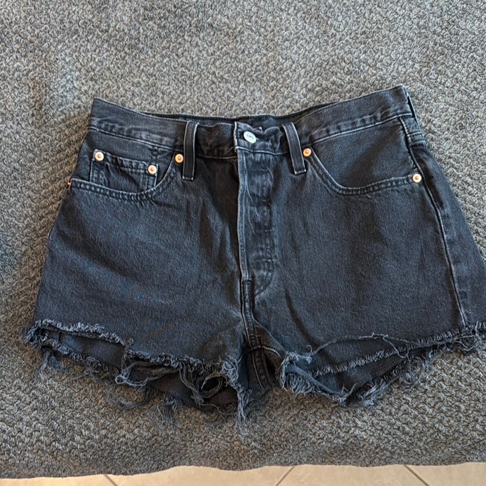Levi 501a Black Denim Women's Shorts